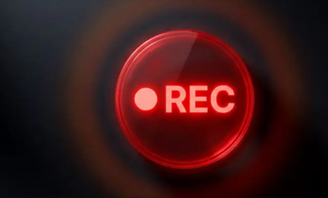 Glowing red REC recording indicator icon