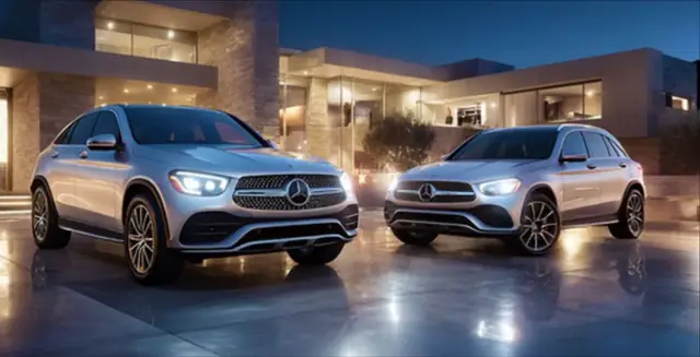 Non-hybrid and hybrid cars parked side by side