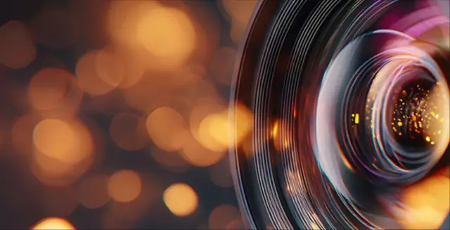 Close-up of a wide-angle camera lens