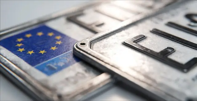 Close-up of a European vehicle number plate